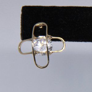 Gold and Rhinestone Cross Studs